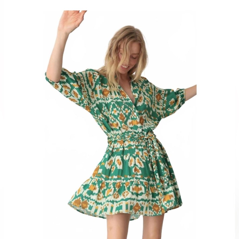 ELECTRIC & ROSE Clarissa Ikat Shirt Dress size S Resortwear Boho Summer